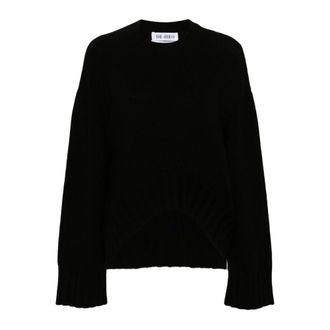 The Attico Truien & Vesten, Dames, Zwart, S, Wol, Gebreide trui met asymmetrische zoom