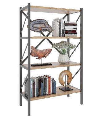 ebuy24 Ebuy24 - Vcm Madera Metal Almacenamiento Estante Estanter&iacute;a Decoraci&oacute;n Libros Estante Estante Insasi 4 (roble De Miel)