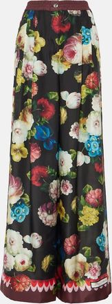 Dolce & Gabbana Floral high-rise silk wide-leg pants