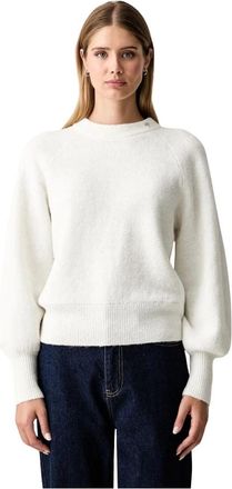 Joop Pullover met ronde hals en strik op de rug - Dames - Ronde hals truien - Beige - S - Wol - Truien & Vesten