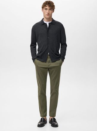 Mango Pantaloni Prato chino cropped tapered kaki - Uomo - 42 - MANGO MAN