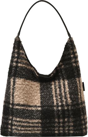 Generic Womens bag in retro design, plush check pattern, large capacity, shoulder crossbody bag for everyday use, clutch bag