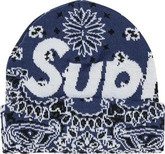 SUPREME Bandana Big Logo Beanie Navy FW24BN61-NAVY