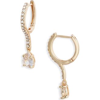 Nordstrom Pav&eacute; Bar Drop Huggie Earrings in Clear- Gold at Nordstrom Rack