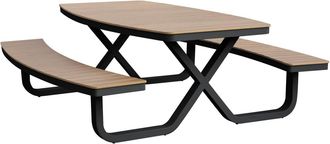 Global Interiors Hochwertiges Outdoor Picknick-Set Troy für 8 Personen - Anthrazit/Natural