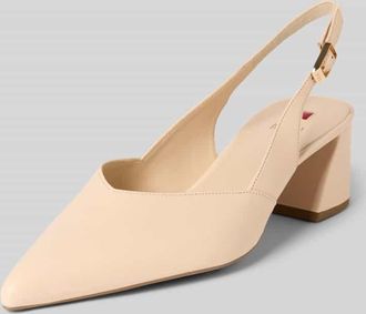 H&ouml;gl Pumps aus Leder mit Riemen und Blockabsatz in Sand, Gr&ouml;&szlig;e 36