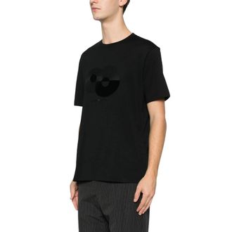 Emporio Armani Jersey T-shirt met optisch borduursel - Heren - T-shirts - Zwart - L - Katoen - Tops