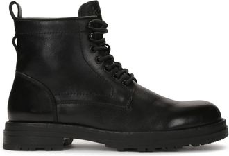Kazar Zwarte laarzen met rits en bies - Heren - Veterlaarzen - Zwart - 44 EU - Leer - Schoenen
