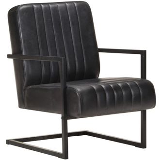 vidaXL Sill&oacute;n Voladizo De Cuero Aut&eacute;ntico Negro Vidaxl