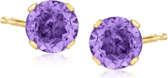 Ross-Simons Amethyst Stud Earrings in 14kt Yellow Gold