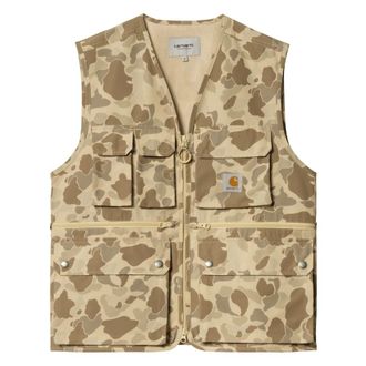 Carhartt Work in Progress Carhartt Wip, Vests, male, Brown, Size: S Camouflage Zip Vest with Logo Detail