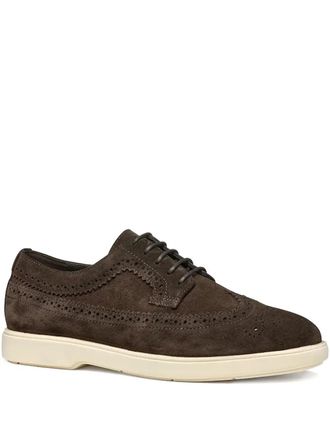 Geox brogue-detail suede derby shoes - Brown