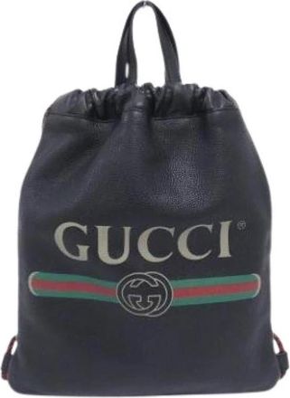 Gucci Pre-owned Rugzak - unisex - Vintage Rugzakken - Zwart - ONE Size - Leer - Vintage