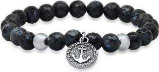 HMY Jewelry Anchor Charm Beaded Bracelet in Black /Metallic at Nordstrom Rack