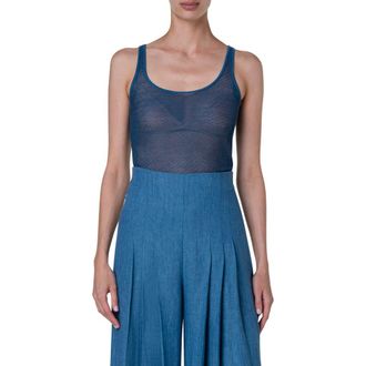 Akris Silk Mesh Tank in Medium Denim at Nordstrom Rack, Size 6
