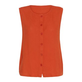 Kaffe Omkeerbare Grenadine Top - Dames - Tops - Oranje - Maat: XL