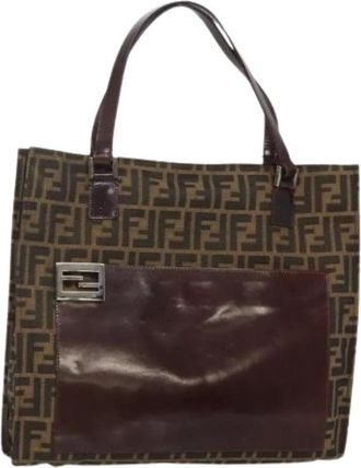 Fendi Pre-owned Tote Bags, female, Brown, Size: ONE SIZE Pre-owned Zucca Canvas Tote Bag