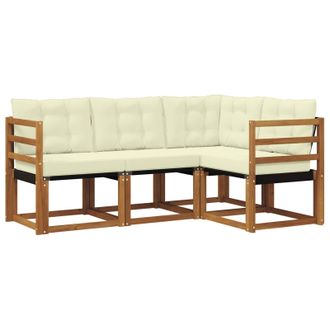 vidaXL Conjunto De Sof&aacute;s De Exterior Con Coj&iacute;n 4 Pcs Natural Y Crema Vidaxl