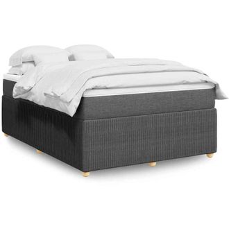 vidaXL Cama Box Spring Con Colch&oacute;n Tela Gris Oscuro 140x190 Cm Vidaxl