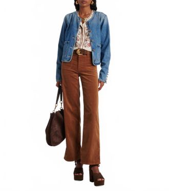 Frame Denim Le Slim Palazzo Modernist Pocket Wide Leg Pants In Maple Brown