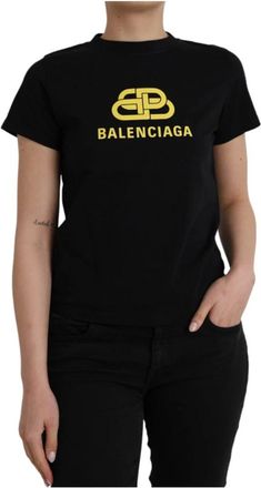 Balenciaga T-shirt met logoprint - Dames - T-shirts - Zwart - XL - Katoen - Tops