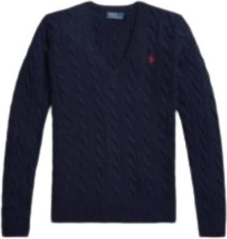 Polo Ralph Lauren Kimberly Pullover met lange mouwen - Dames - V-hals truien - Blauw - XS - Wol - Truien & Vesten