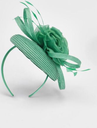 Karen Millen Womens Flower Trim Pillbox Fascinator - Green - One Size