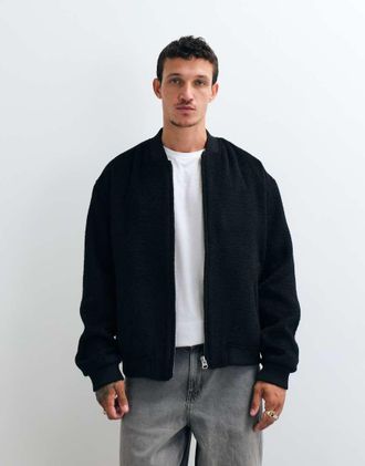 Asos bomber oversize effetto lana nero