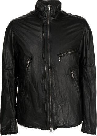 The Viridi-Anne pocket-detail leather jacket - men - Goat Skin - 3 - Black