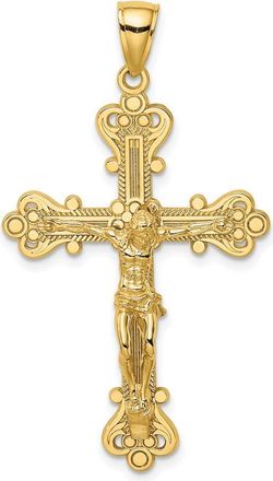 Diamond2Deal 14k Yellow Gold Textured Crucifix Charm Pendant