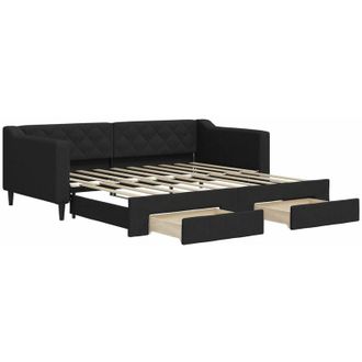 vidaXL Sof&aacute; Cama Nido Con Cajones Tela Negro 90x190 Cm Vidaxl
