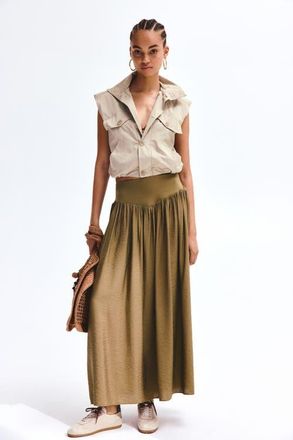 H&M Maxi skirt in Khaki Green at Nordstrom, Size Xx-Large