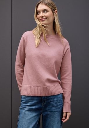 Street One Rundhalspullover STREET ONE, Damen, Gr. 36, powder pink meliert, Strick, Obermaterial: 33% Polyester, 31% Polyacryl, 24% Baumwolle, 12% Polyamid, meli