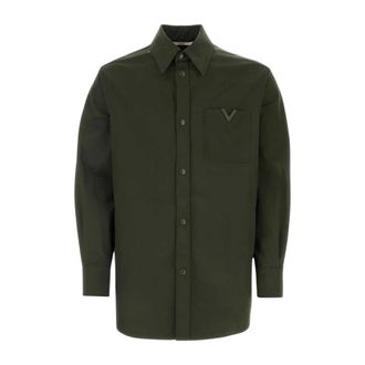 Valentino Garavani V Logo Detail Shirt - Heren - Casual Overhemden - Groen - L - Leer - Overhemden