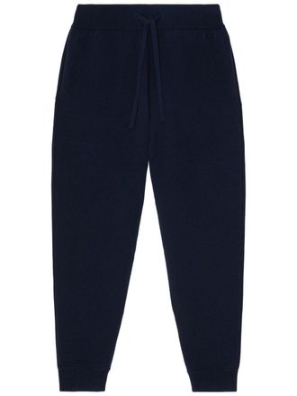 Burberry logo-embroidered cashmere track pants - Blue