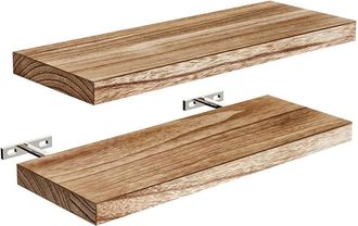 OEM Etagere Murale - Bois De Paulownia - 40 X 15 X 2 5 Cm - Pour Chambre Bureau Cuisine Salle De Bain - Lot De 2