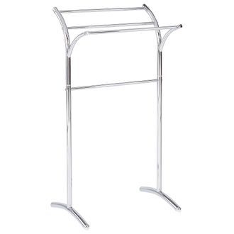 Beliani Toallero De Metal Plateado 3 Rieles Accesorio De Pie Moderno Ba&ntilde;o Yopal