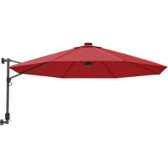 vidaXL Sombrilla De Pared Con Led Rojo Brillante 290 Cm Vidaxl