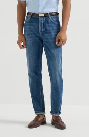 Brunello Cucinelli Lightweight denim trousers in Medium Denim at Nordstrom, Size 52 It