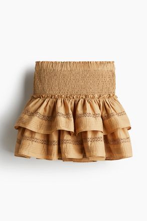 H&M Stufenjupe mit Spitzeneins&auml;tzen - Beige