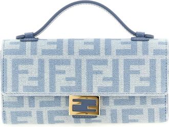 Fendi FF Logo Denim Portemonnee - Dames - Tassen - Blauw - Maat: ONE Size Denim