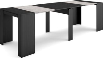 Skraut Home Mesa Consola Extensible, Mesa Comedor Plegable, 260, Para 12 Comensales, Comedor Y Cocina, Estilo Moderno, Negro - Skraut Home