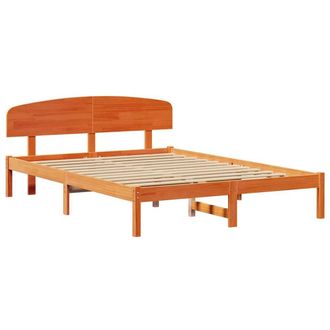 Berkfield Home Bed Frame with Headboard Wax Brown 140x200 cm Solid Wood Pine