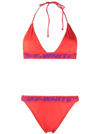 Off-white Set bikini con logo - Rosso