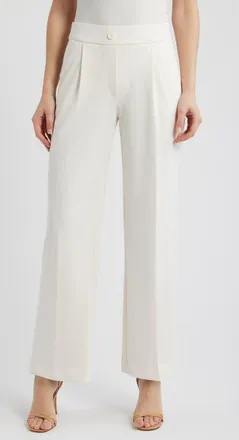 Anne Klein Wide Leg Pull-On Pants in White Dove at Nordstrom, Size Large P