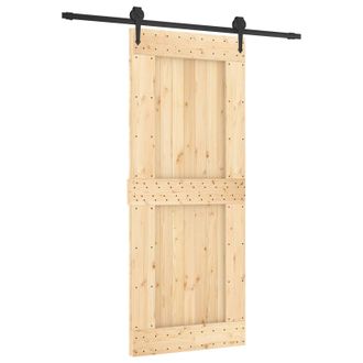 vidaXL Puerta Corredera Natural Y Negro 85 X 210 Cm Vidaxl