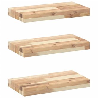 Berkfield Home Floating Shelves 3 pcs 60x20x4 cm Untreated Solid Wood Acacia in Brown | Size: 60 x 20 x 4 cm