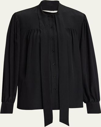 Chloé Organic Silk Crepe De Chine Neck-Scarf Blouse