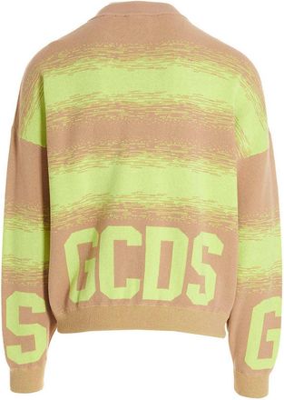 GCDS Jacquard Logo-Intarsia Degrad&eacute; Sweater - Camel