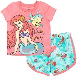 Disney Princess T-Shirt & French Terry Shorts Set in Princess Ariel Pink Pink at Nordstrom, Size 18M